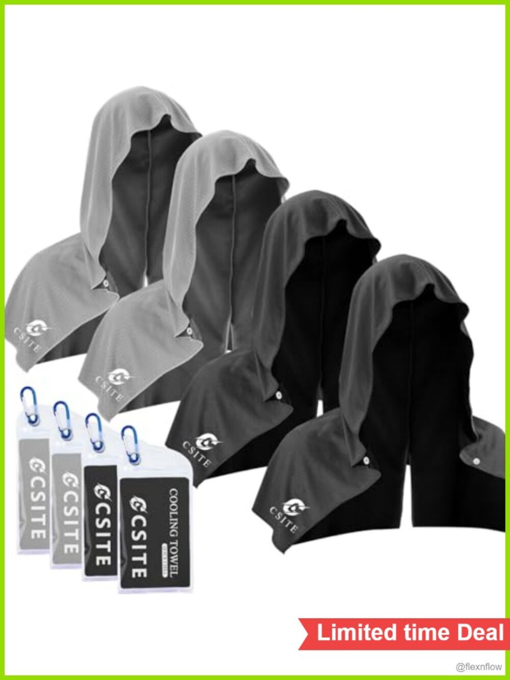 4 Pack Cooling Hoodie Towels UPF 50 Neck Face Instant Cooling for Gym Camping